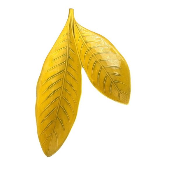 Vietri Leaf 2 Part Serving Dish Platter Large 14” Stoneware Made In Italy Yellow - Picture 2 of 8